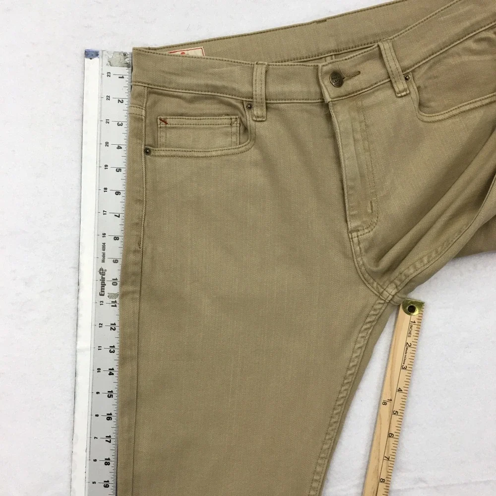 Marine Layer Mens Khaki Tan Straight Leg Stretch Cotton Chino Pants 33x30